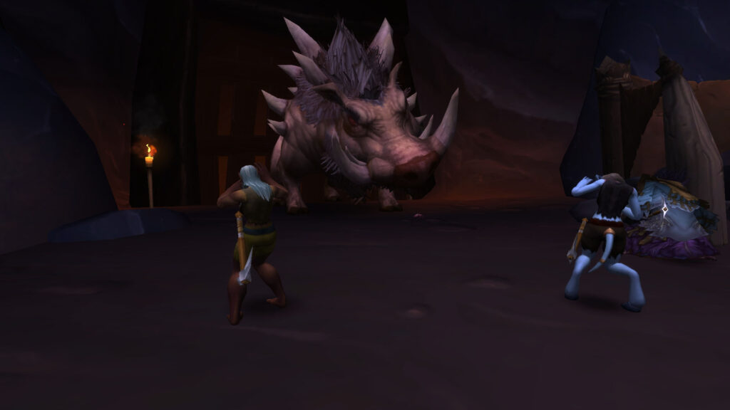 WoW orc and draenei were scared of a huge boar